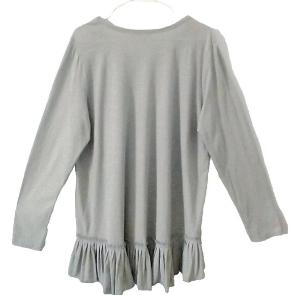 LOGO by Lori Goldstein Tunic Relaxed Long Sleeve Pullover Cotton Pleated Hem- XL - Picture 5 of 7